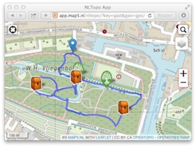 The Route and Caches in the Map5.nl NLTopo App