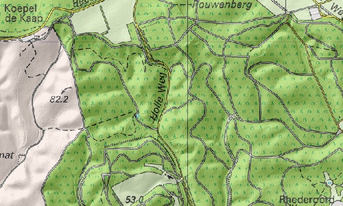 Figure 4 – Dutch 1:25000 raster map transparently overlayed with Map5.nl JPEG hillshading layer